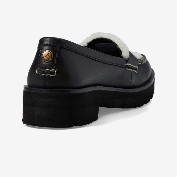 Sperry Chunky Penny Loafer Black with Sherpa Detail NWOT - Picture 5 of 10
